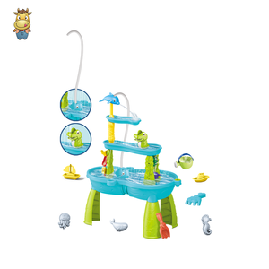 Table de jeu sensoriel extérieure 3 niveaux avec parasol, thème crocodile et dauphin, pour tout-petits, idéale pour la plage, vente en gros OEM - Product Image 2