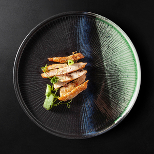 Platos Redondos <span class=keywords><strong>de</strong></span> Cerámica con Degradados Negros, Plato Elevado <span class=keywords><strong>Especial</strong></span> para Chef, Platos para Filetes, Platos Principales, Platos <span class=keywords><strong>de</strong></span> <span class=keywords><strong>Cena</strong></span> con Temática Occidental - Product Image 3