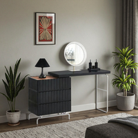 Table à langer moderne minimaliste en bois de style européen avec miroir éclairé par LED, rangement, design durable, écologique pour la chambre à coucher, l'appartement