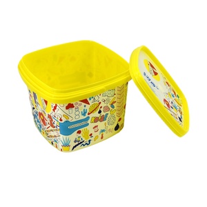 Luckytime giá cả cạnh tranh cấp thực phẩm tùy chỉnh in ấn sữa chua IML vuông ly nhựa với nắp - Product Image 1