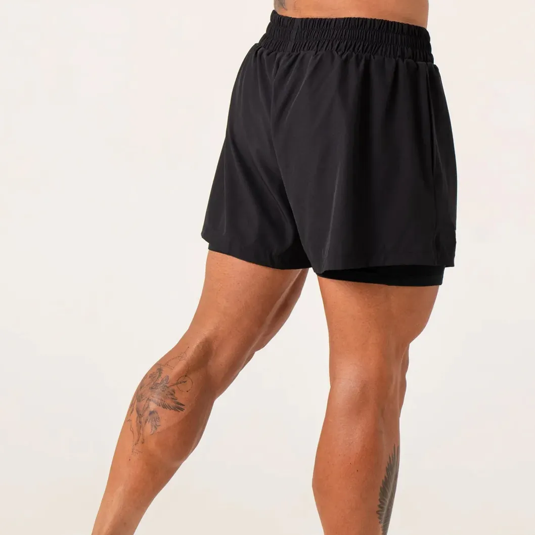 Modetrend Custom Logo Blanco Snelle Droge Workout Sport 5 Inch Heren Atletische Kleding Fitness 2in1 Training Shorts Voor Mannen