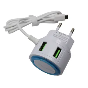 Factory Supply travel charger Adaptor Connector USB LED Smart Mobile Phone Charger With V8 Micro USB cable