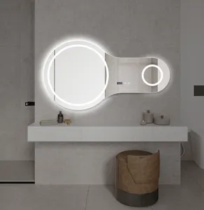 Leverancier Modern Design Halve Maan Badkamerspiegel Wandgemonteerde Led Verlichting Volledig Slimme Cosmetische Spiegel