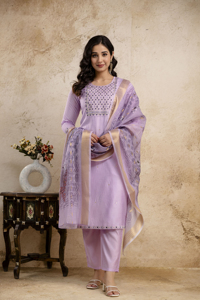 Ensemble Kurta de Haute Qualité Fait Main avec Dupatta Design pour Mariage, Soirée, Tenue Ethnique, Cadeau pour Elle - Product Image 4