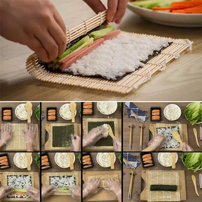 Handgemaakte Bamboe Sushi Rolmat Met Schuine Stabiliteit En Gemakkelijke Hantering