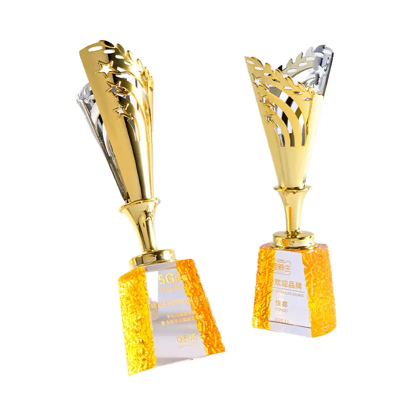Wholesale Customizable Crystal Glass Trophy Individual Name Engraved Blank Sports Award Cup for Souvenirs