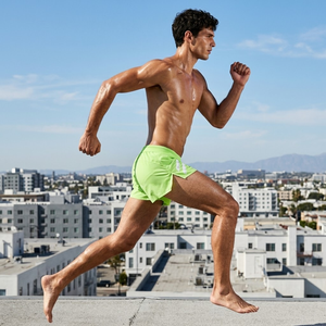 Shorts de sport confortables pour hommes à séchage rapide, taille élastique avec cordon de serrage, empiècements respirants, poche discrète, coupe ample - Product Image 2