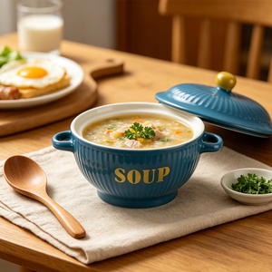Vente en gros de bols à soupe en céramique japonaise rose côtelée avec <span class=keywords><strong>poignée</strong></span> et couvercles, bols à soupe en céramique Miso pour la vaisselle de restaurant - Product Image 4