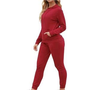 Nouvel arrivage : Ensemble de survêtement deux pièces pour femme, sweat à capuche décontracté uni, 100 % coton de haute qualité, vêtements de sport 2026, en promotion - Product Image 2