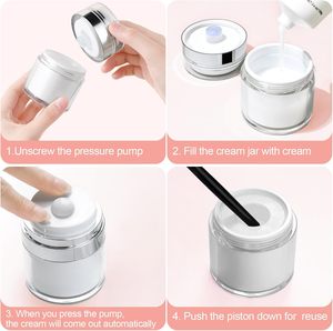 Pot à pompe sans air rechargeable pour cosmétiques, crèmes, gels, lotions, format voyage, avec spatule en silicone, 0.5oz 1oz 1.7oz - Product Image 5