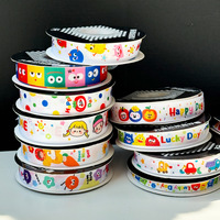 Rubans en coton multicolores ludiques style dessin animé mignon Modèle 2B33 pour gâteaux d'anniversaire d'enfants, cadeaux et décorations de fête de maternelle