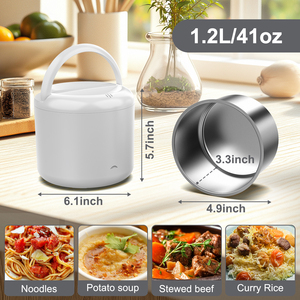 Boîte à lunch électrique portable 41oz, mini, 100W, chauffage rapide, anti-fuite, en acier inoxydable 304, pour voiture, camion, bureau - Product Image 3