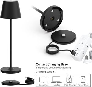 Lámpara de Mesa Inalámbrica con Atenuación Gradual de 3 Colores, Recargable, LED, Metálica, Moderna, Redonda, 80, 5W, Venta al Por Mayor - Product Image 4