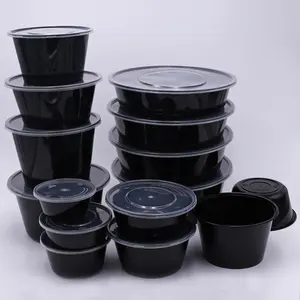 Round high quality togo food container packing disposable plastic packing box with lid microwavable food storage box