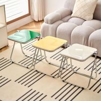 Klappbarer kleiner Couchtisch aus Acryl mit Metall-Eisenrahmen, schlicht, modern, nordisch, luxuriös, für Wohnzimmer, Zuhause, Möbel, Nachttisch