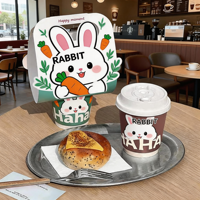 Porte-gobelets à café à emporter personnalisés, lot de 2 porte-gobelets en papier avec logo personnalisé, en forme de boisson, avec poignée