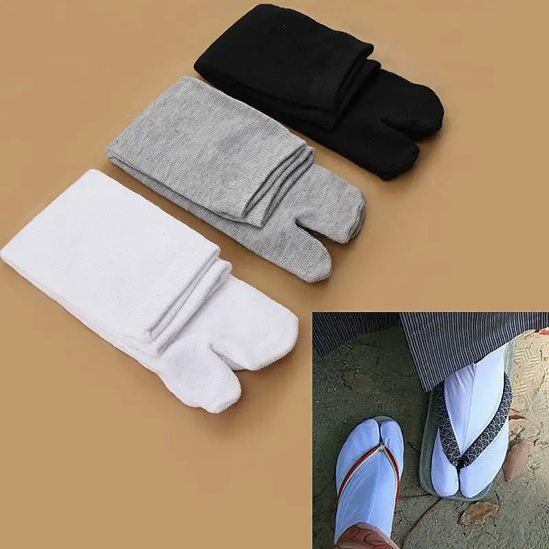 Meias de algodão unissex, de alta qualidade, estilo japonês, kimono, flip, sandália, 2 bico, meias para dedo do pé