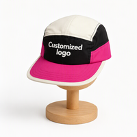 Casquette de course à 5 panneaux avec blocs de couleur personnalisés, séchage rapide, maille respirante, broderie personnalisée, logo imprimé, pour activités sportives en extérieur, vente en gros