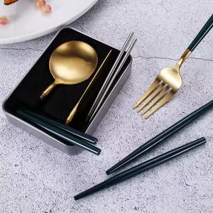 Ensembles de couverts pliables en acier inoxydable d'ustensiles de voyage détachables pour le pique-nique - Product Image 4