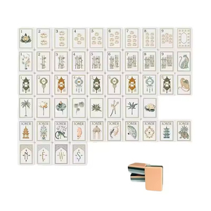 Juego de Fichas de Mahjong Americano de Acrílico Personalizado de Fábrica, Diseño de Loto Blanco Rosado, Regalos para Fiestas Familiares - Product Image 4