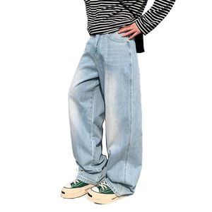 <span class=keywords><strong>Jeans</strong></span> <span class=keywords><strong>Larghi</strong></span> Stile Americano di Lusso per Uomo, Marca Trendy, Pantaloni <span class=keywords><strong>Lunghi</strong></span> a Gamba Dritta Effetto Vissuto - Product Image 6