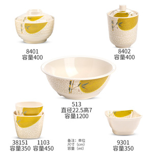 Melamine Imitation Porcelain Dinnerware Set With Bowl Multi Compartment Plate Chinese Retro Style Durable Tableware For Daily - Product Image 4