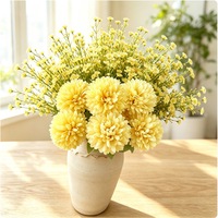 Rangkaian Bunga Hydrangea Sutra Buatan 6 Tangkai, Dekorasi Ruangan, Meja Makan, Buket Bunga Kering Rustic