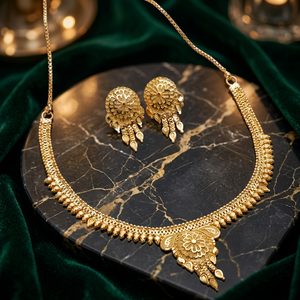 Collares Cortos Chapados en Oro de 14K, 18K y 24K al por Mayor, Conjunto de Joyería de Diseño Tradicional, Conjunto de Joyería de Moda de Latón Relleno de Oro - Product Image 3