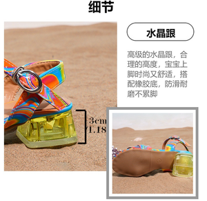 Nouvelles sandales d'été à talons hauts pour filles, avec nœud, semelle souple et confortable, colorées, ornées de cristaux, pour enfants - Product Image 5