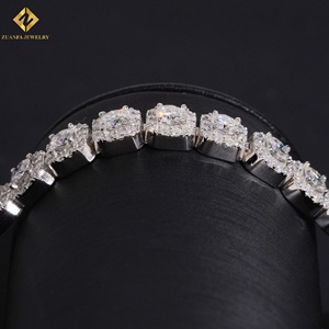 ZUANFA 925 Sterling Silver Cushion Square Halo Moissanite Tennis Bracelet VVS DEF Lab Grown Moissan <b>Iced</b> <b>Out</b> Sugar Cube Bracelet - Product Image 3