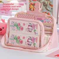Haute qualité, haute valeur esthétique, étui à crayons transparent de grande capacité, sac de papeterie multifonctionnel de style Ins pour les filles