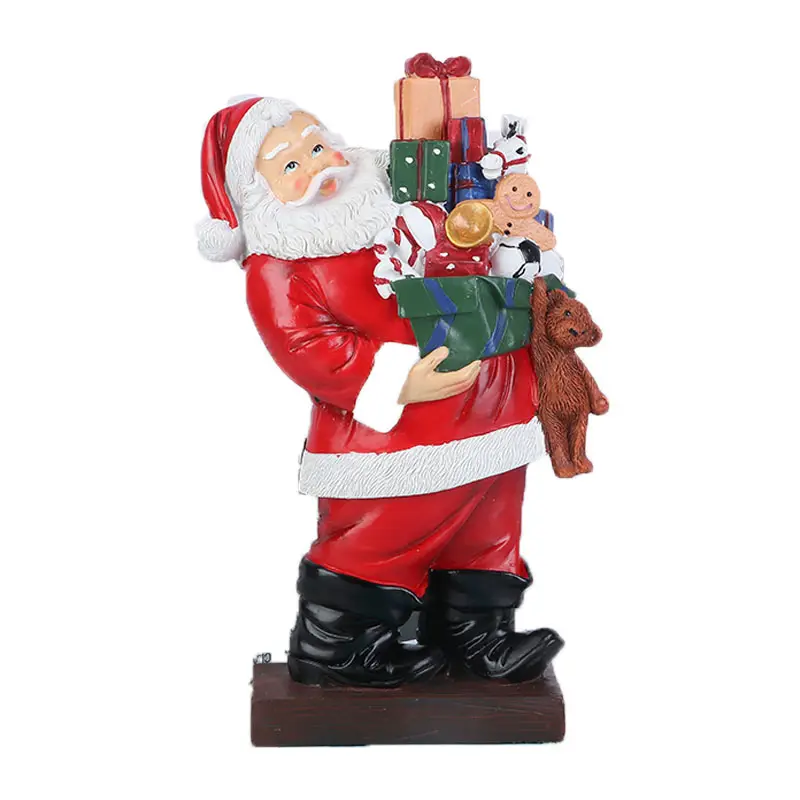 Santa Claus Holding Gift In Left Hand For Christmas Ornament Decorations