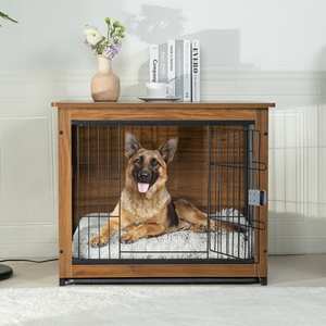 Modern Black Steel Wire Powder-Coated Pet Cage Rectangle Indoor Dog <b>Enclosure</b> Dual Lock Easy Cleaning Solid Design Large Box - Product Image 3