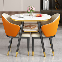 Mesa de Negociación para Conferencias y Combinación de Sillas, Mesa de Comedor Circular Pequeña para Recepción, Oficina, Cafetería