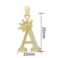 Personnalisé Blanc Strass Incrusté Couronne Lettre A-Z 26 Alphabet Initial Or Laiton Charme Pendentif pour DIY Fabrication de Bijoux