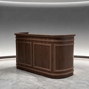 Bancone Bar <span class=keywords><strong>Vintage</strong></span> in Legno Massello, <span class=keywords><strong>Scrivania</strong></span> Reception per Hotel e Aziende, Bancone di Benvenuto Curvo di Alta Gamma per Locali - Product Image 4