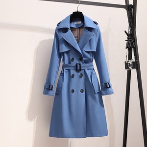 Manteau OUDINA Tendance Nouveau Ceinturé Croisé Rétro <span class=keywords><strong>Mi</strong></span>-<span class=keywords><strong>Long</strong></span> Uni Élégant Simple Décontracté <span class=keywords><strong>Femme</strong></span> - Product Image 2