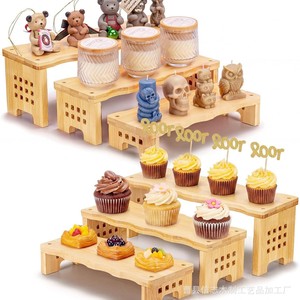 Wooden <b>Display</b> <b>Rack</b> 3 Tier Natural Wood Color Multipurpose Storage For Cake Pastry Figurine Cosmetics Desktop Organization - Product Image 1