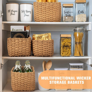 Set of 4 Stackable Vintage Willow <strong>Basket</strong> <strong>Storage</strong> Woven Wood Rattan <strong>Wicker</strong> Changing <strong>Unit</strong> Tray for Picnic Organiser - Product Image 6