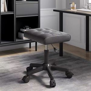 Adjustable Rolling <b>Footrest</b> Leather Upholstered Stool Height Adjustable Ottoman for Home Office Salon - Product Image 4
