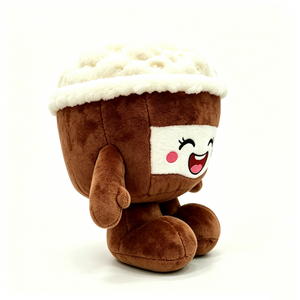 Peluche personnalisée en forme de chocolat chaud moelleux et doux, avec crème fouettée et visage souriant, adorable jouet en peluche chocolat chaud - Product Image 2