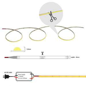 Striscia <span class=keywords><strong>LED</strong></span> COB Smart <span class=keywords><strong>WiFi</strong></span> 4MM 12V/24V Personalizzabile USB Flessibile in Rame con Telecomando IP20 per Interni ed Esterni CRI90 Garanzia 5 Anni - Product Image 3