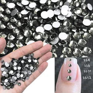 Diamant noir SS20 Flatback Non-Hotfix strass en vrac Base en argent petit paquet cristal verre bricolage artisanat ongles vêtements chaussures