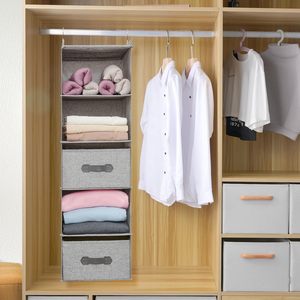 Hanging Closet Organizer 6 <b>Shelf</b> With Drawers Detachable Dark Gray Clothing Storage For Bedroom - Product Image 3