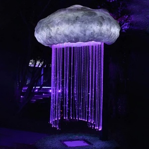 תאורת פטריות סיב אופטי RGB עם אפקט וילון מים ענן, עמיד למים לשימוש חיצוני, לקישוט גינה קסומה. - Product Image 3