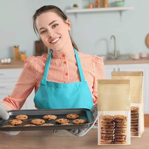 Bolsas de Papel Kraft Desechables <span class=keywords><strong>para</strong></span> Reciclar Pan, Panadería, Comida, Palomitas de Maíz, Bolsas de Papel a Prueba de Grasa con Ventanas - Product Image 4