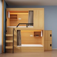 Lit superposé en acier sur mesure, taille standard, lit simple, lit double, avec armoire inférieure, lit superposé pour auberge de jeunesse