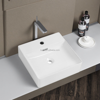 Accessoire de salle de bain en céramique, lavabo carré de comptoir utilisé à la maison, évier pour salle de bain, vente en gros