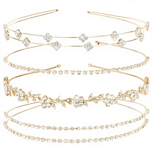 Jaciya – Élégant serre-tête floral doré <span class=keywords><strong>pour</strong></span> mariée, ensemble de 4 pièces, <span class=keywords><strong>couronne</strong></span> de feuilles en strass et cristal <span class=keywords><strong>pour</strong></span> demoiselle d'honneur, bandeau tiare <span class=keywords><strong>pour</strong></span> <span class=keywords><strong>cheveux</strong></span> de mariage - Product Image 1