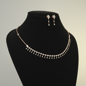 Elegante conjunto de collar de diamantes de corte brillante de oro de 14 quilates para mujer Diamantes naturales Joyería de lujo certificada por terceros para atemporal - Product Image 1